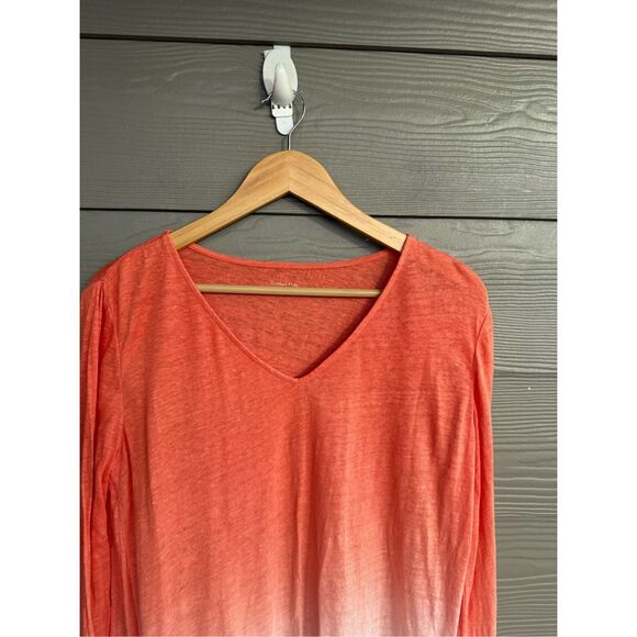 Garnet Hill 100% organic linen asymmetrical hem blouse - Picture 3 of 5